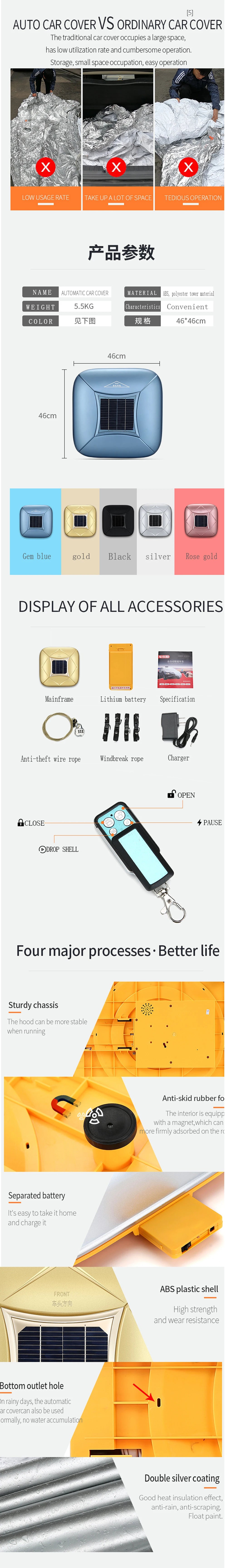 Automatic Car Cover Solor energy Full-automatic Car Cover with Intelligent Remote Control quick and convenient Sunshade Cover