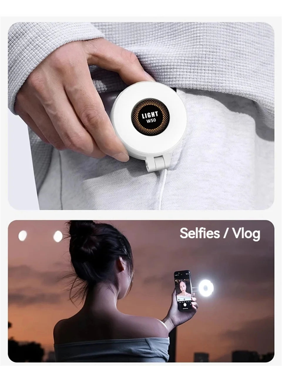 Roreta Magnetic Fill Light Mini Selfie Ring Fill Light 3 Mode with Led Light Universal for Smartphone Iphone Android photography