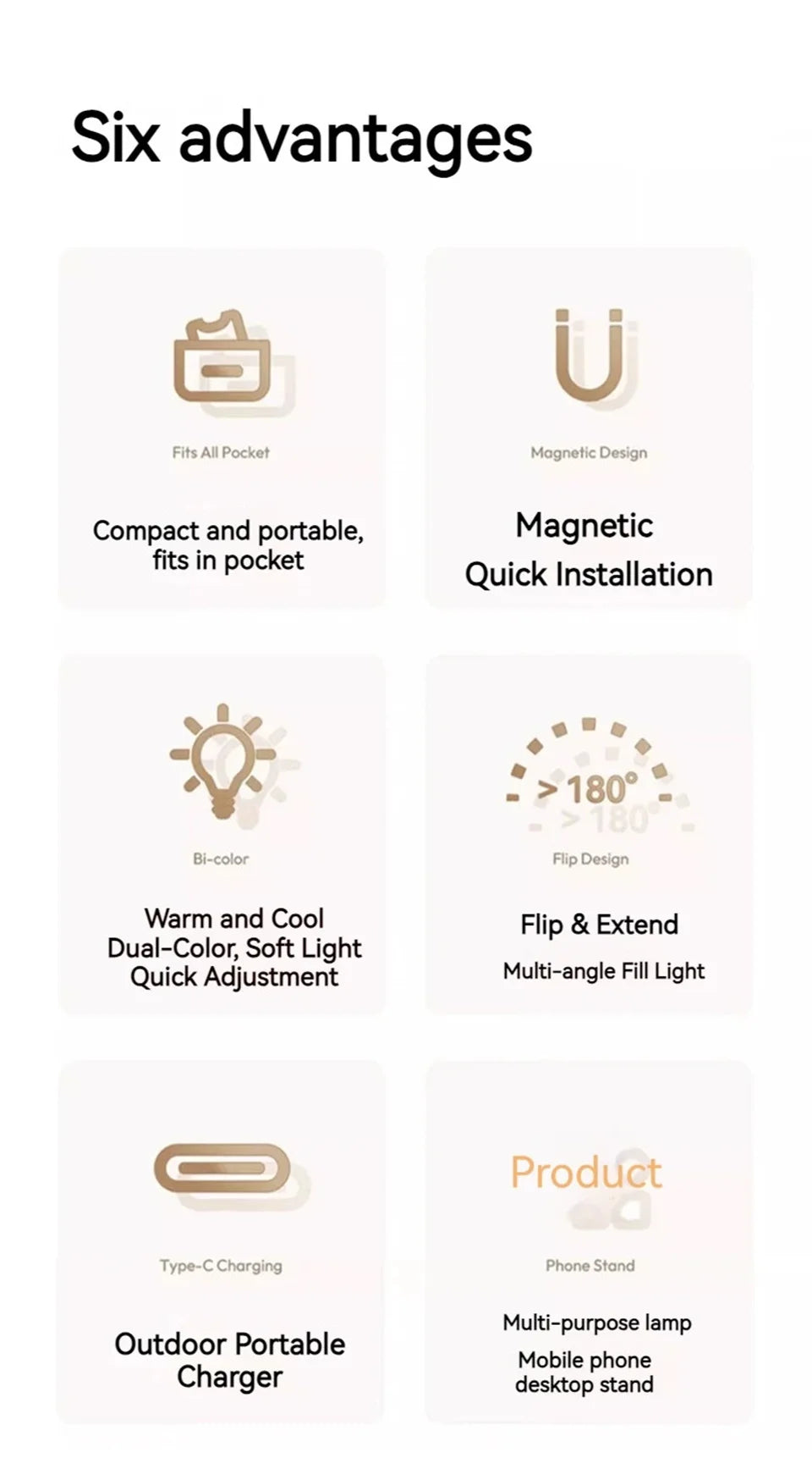 Roreta Magnetic Fill Light Mini Selfie Ring Fill Light 3 Mode with Led Light Universal for Smartphone Iphone Android photography
