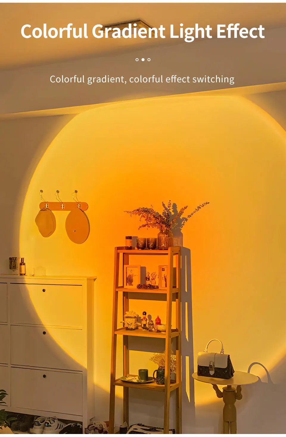 LED Motion Sensor Night Light RGB Colors Changing Wireless Wall Lamp Rechargeable Magnetic Sunset Lamp for Bedroom Living Room
