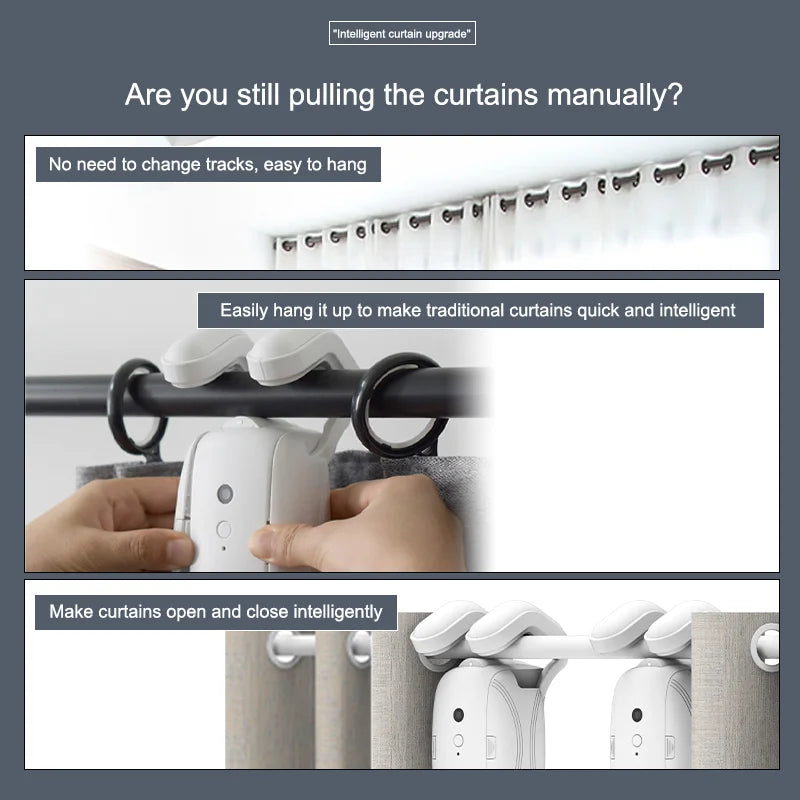 Smart WiFi Motorized Curtain Control System, APP & Voice Remote Control, Pushes Up to 8kg Drapes, Home Automation Smart Device