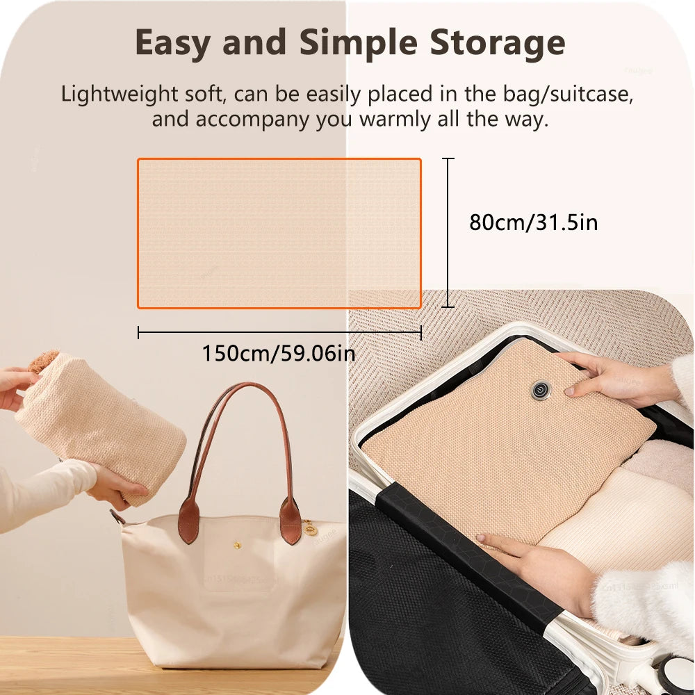 Heated Blanket USB Wearable Electric Blanket Portable Warmer Blanket for Shoulder Electric Heating Shawl with 3 Tem Setting
