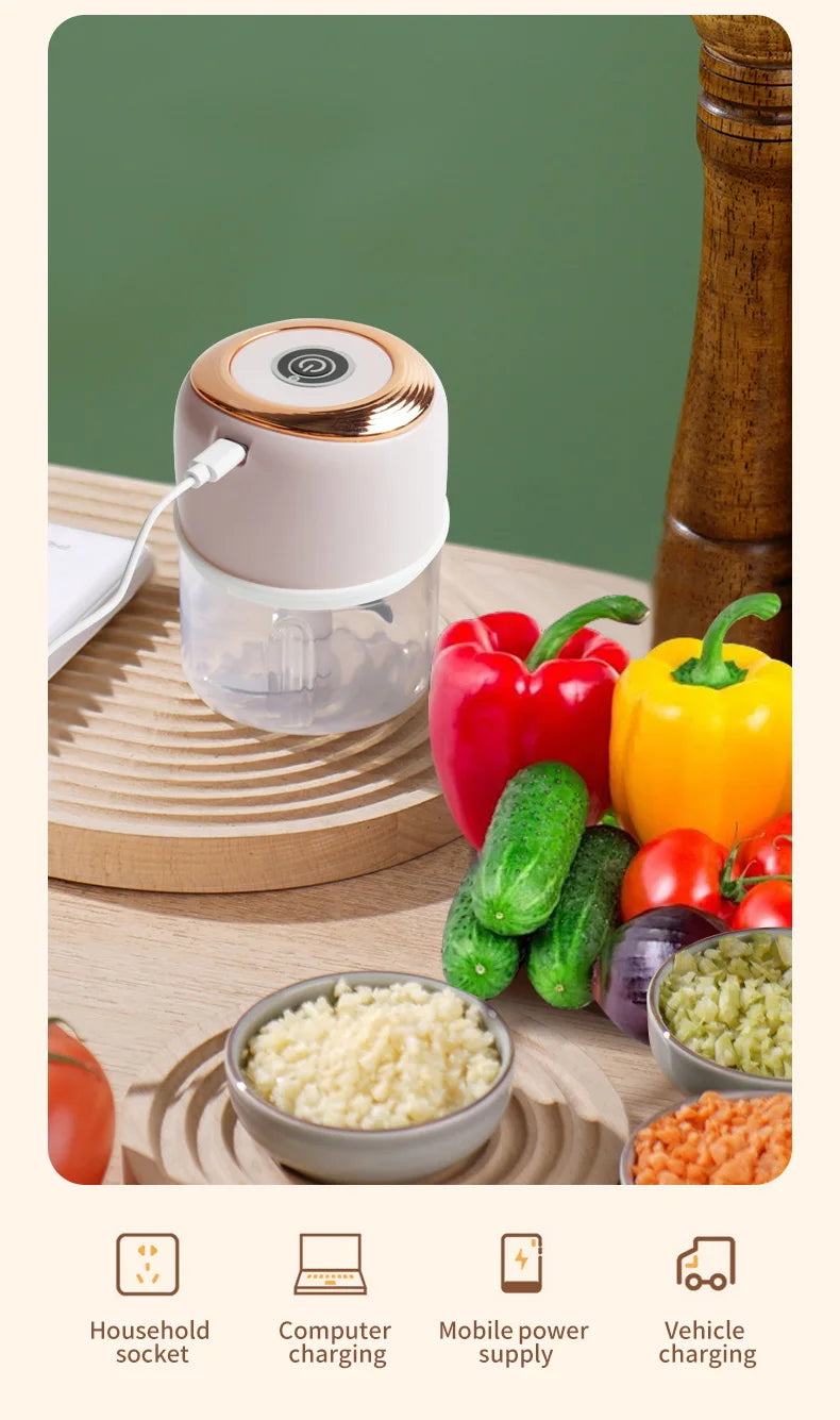 Mini Electric Garlic Chopper & Meat Grinder | USB Rechargeable, Sturdy, Durable Vegetable Crusher | Kitchen Food Processor