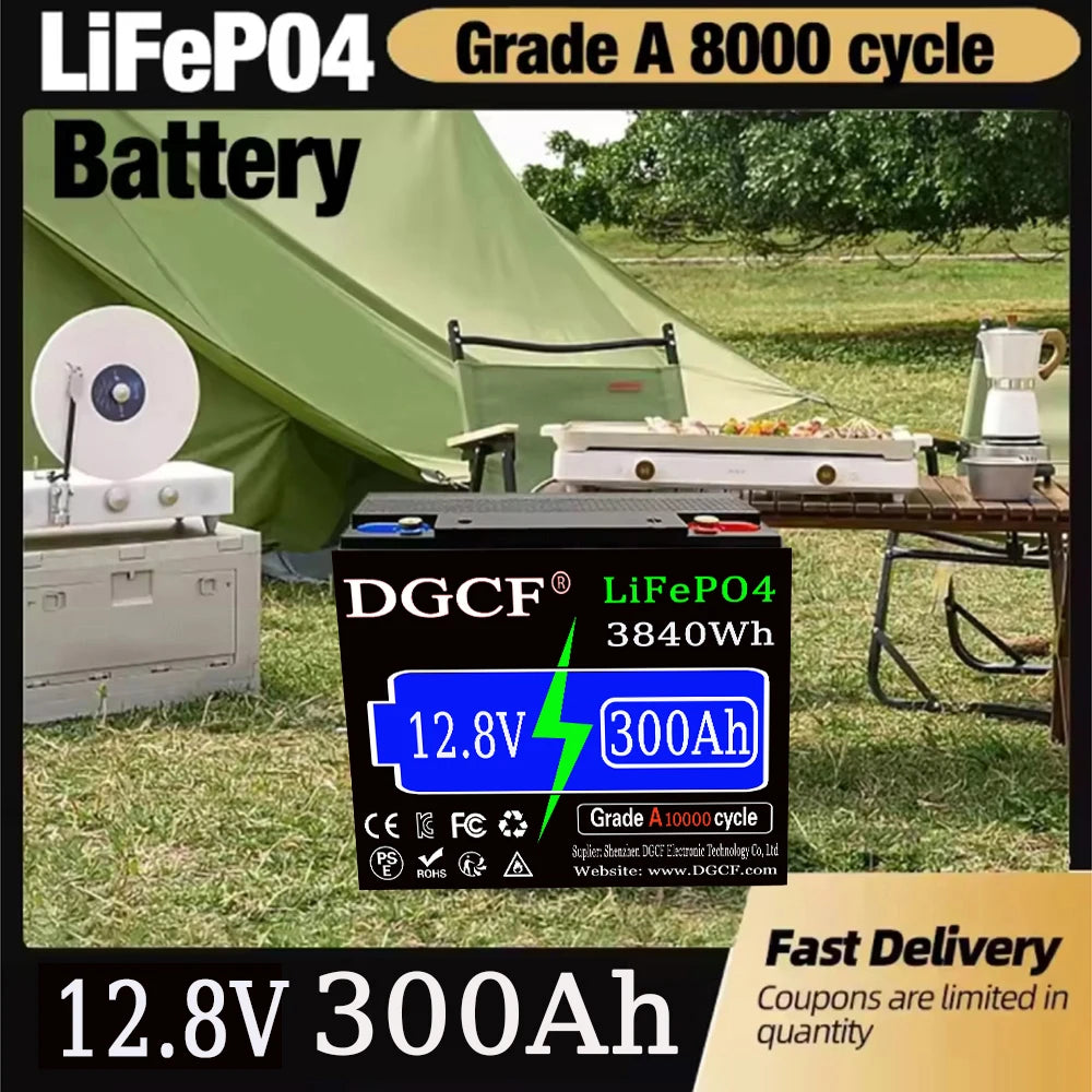 12V LiFePO4 Lithium Battery 12000Wh 500Ah, Built-in 200A BMS, Rechargeable Battery, for RV/Camper, Solar, Marine, Overland/V