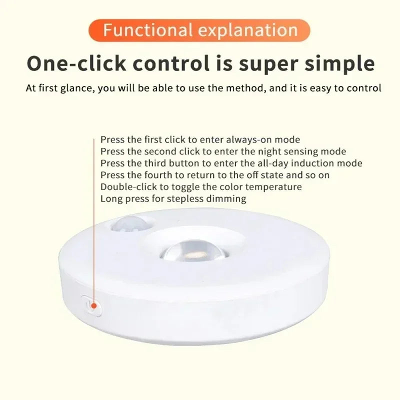 LED Motion Sensor Night Light Wireless Under Cabint Lights Dimmable USB Rechargeable Lighting Kitchen Aisle Closet Home Decor