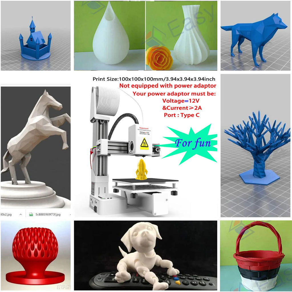 EasyThreed K10 Mini 3D Printer  100x100x100mm Build Size with One-Key Printing & Removable Platform, Ideal for Beginners & Kids
