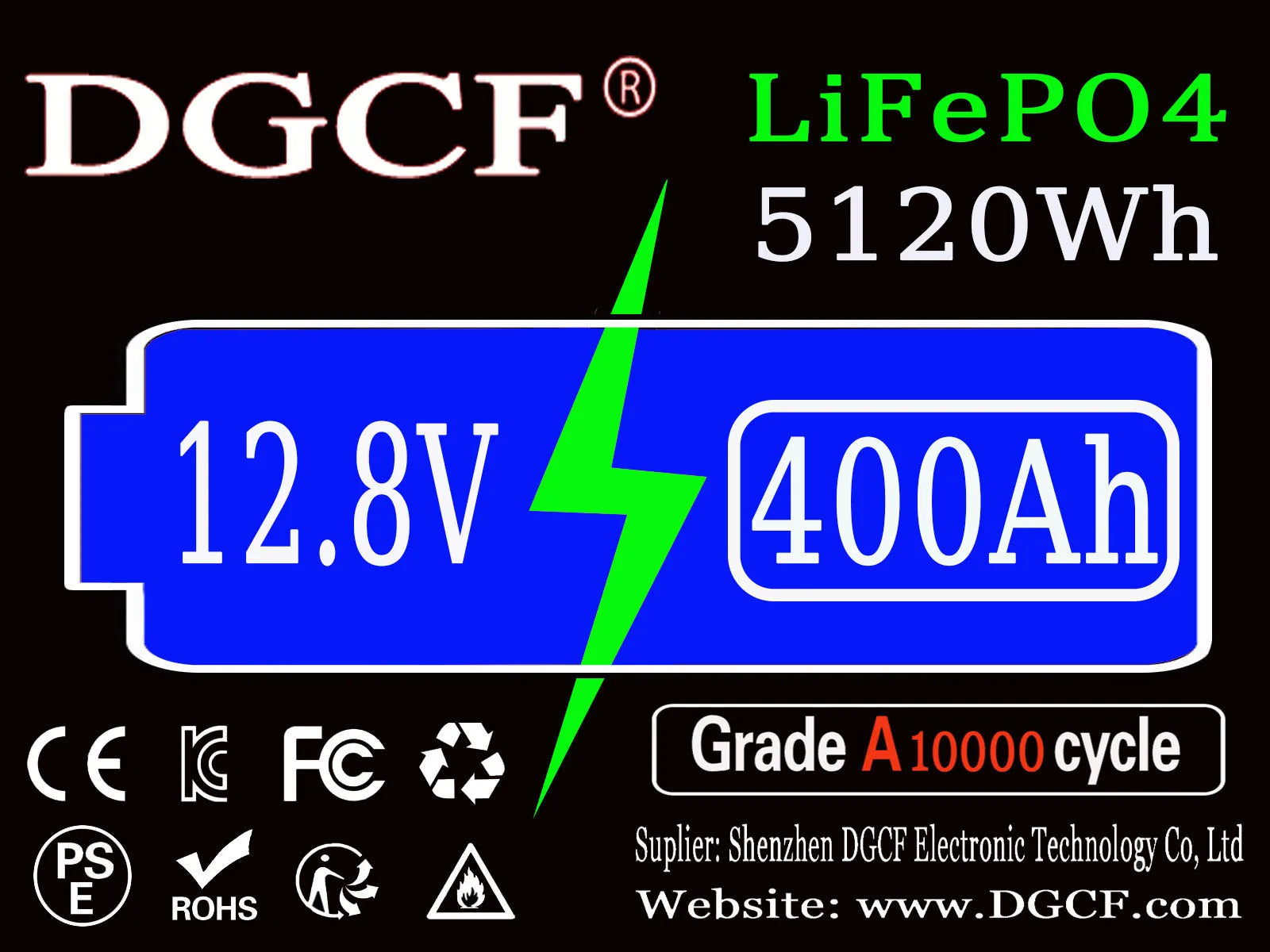 12V LiFePO4 Lithium Battery 12000Wh 500Ah, Built-in 200A BMS, Rechargeable Battery, for RV/Camper, Solar, Marine, Overland/V