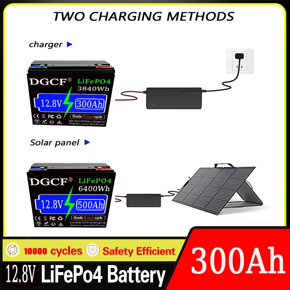 12V LiFePO4 Lithium Battery 12000Wh 500Ah, Built-in 200A BMS, Rechargeable Battery, for RV/Camper, Solar, Marine, Overland/V