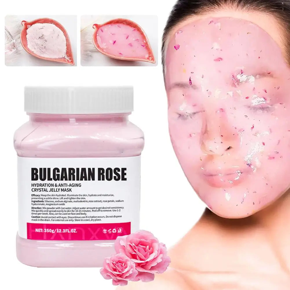 Rose Jelly Face Mask Hydrating Hydro Gel Peel-Off Mask for Nourished Glowing Skin with Smoothing Effect Powder-to-Gel Formula