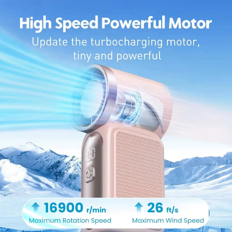 Portable Mini Handheld Fan 3000mAh High Speed Turbo LED Display 100 Adjustable Settings USB Rechargeable Desk Fan Travel