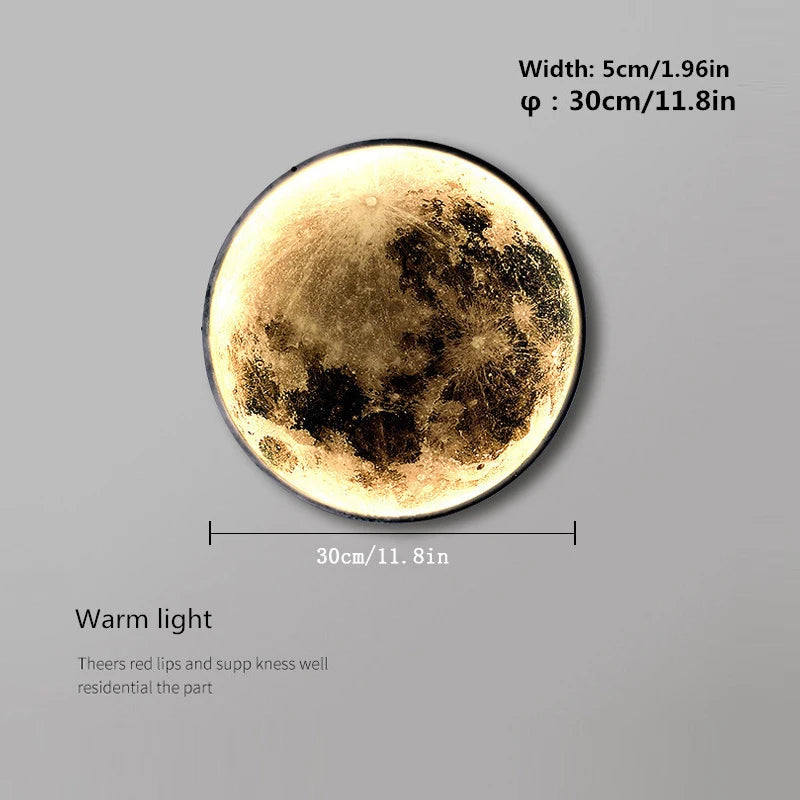 Moon Wall Light 3D Mural Earth Wall Light Hallway Gallery Mural Art Background Decoration Kid Bedroom Bedside Led Light
