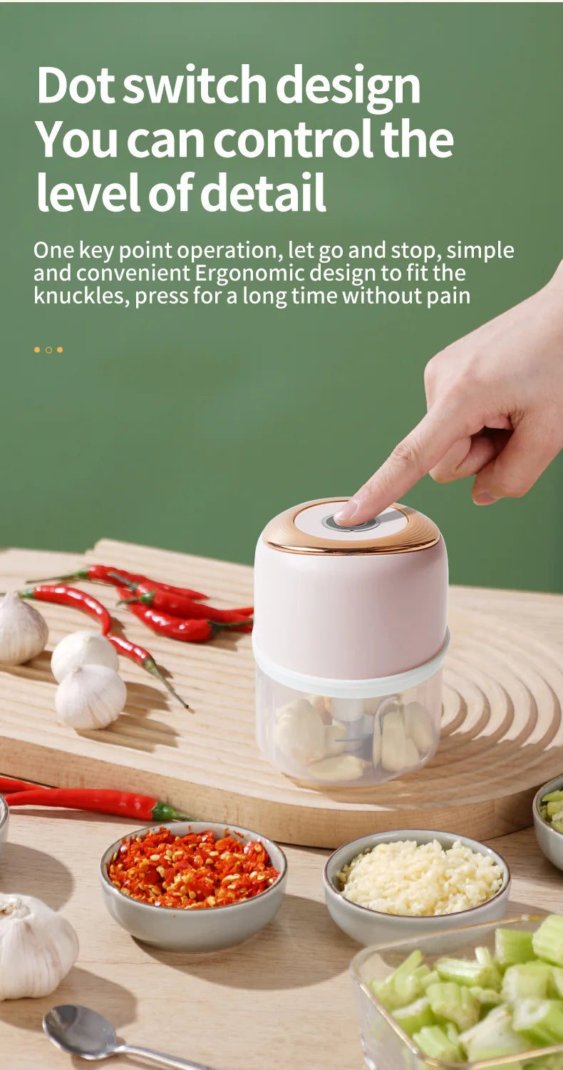 Mini Electric Garlic Chopper & Meat Grinder | USB Rechargeable, Sturdy, Durable Vegetable Crusher | Kitchen Food Processor