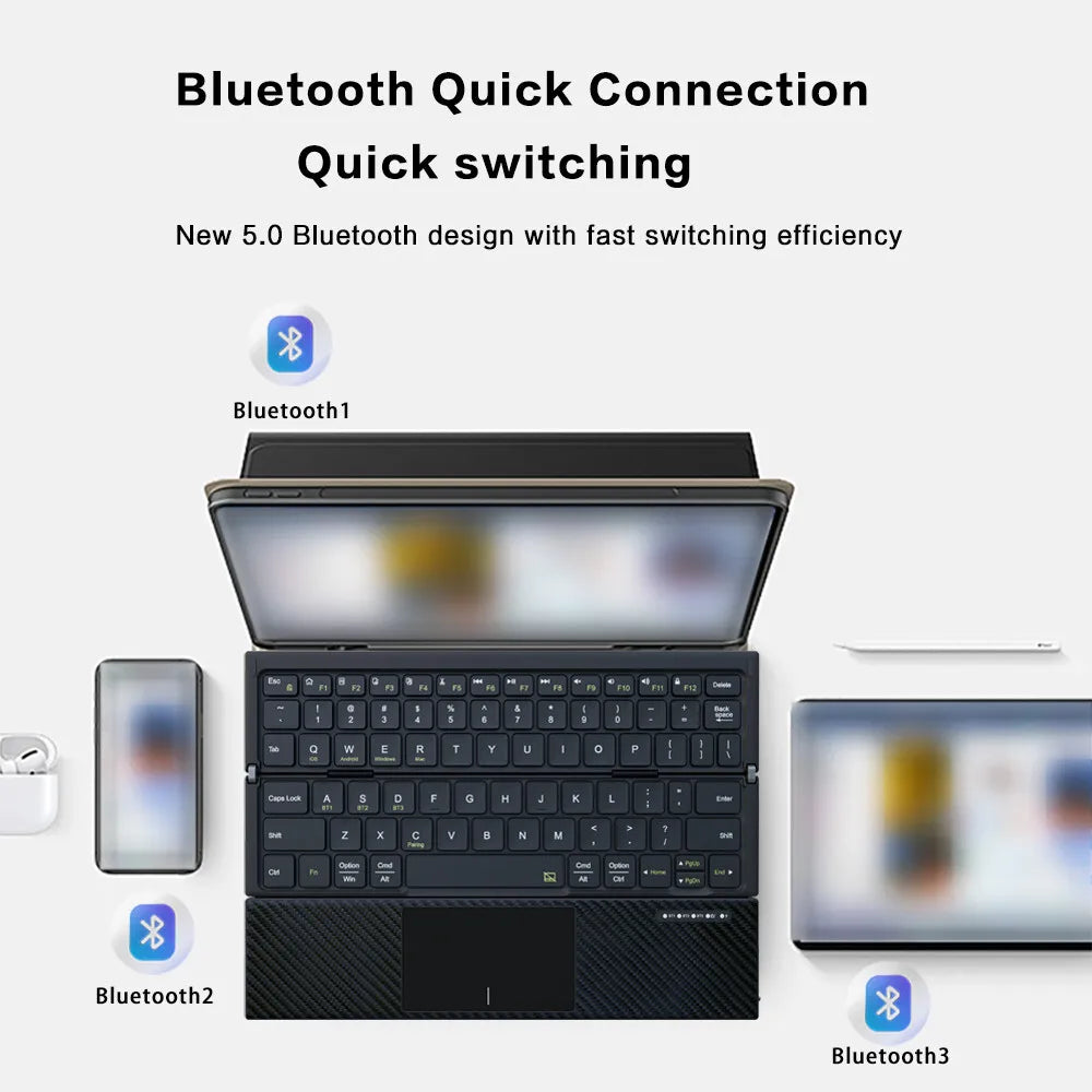Jomaa Foldable Bluetooth Keyboard Portable Folding Wireless Keyboard with Portable Pocket Size
