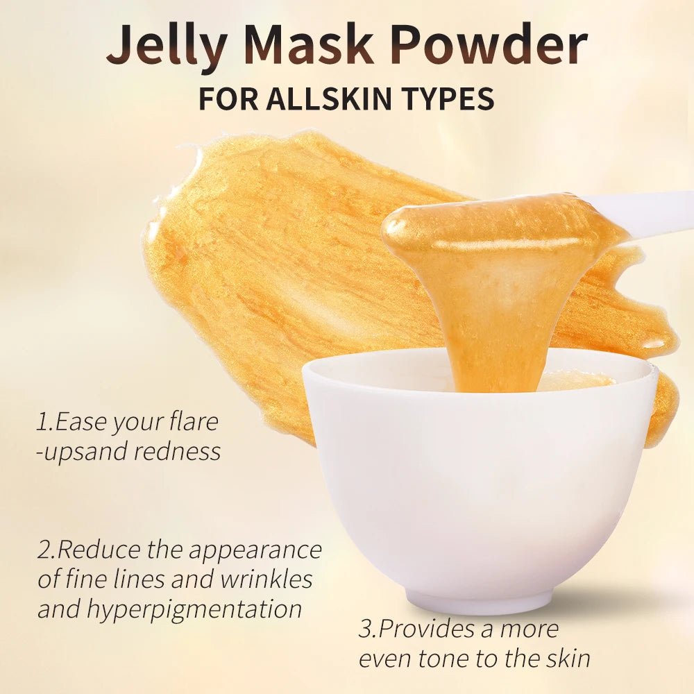 Jelly Mask Powder 24K Gold Anti Aging Jelly Face Mask, Peel Off Hydro Face Mask Powder for Fight Fine Lines, Dullness
