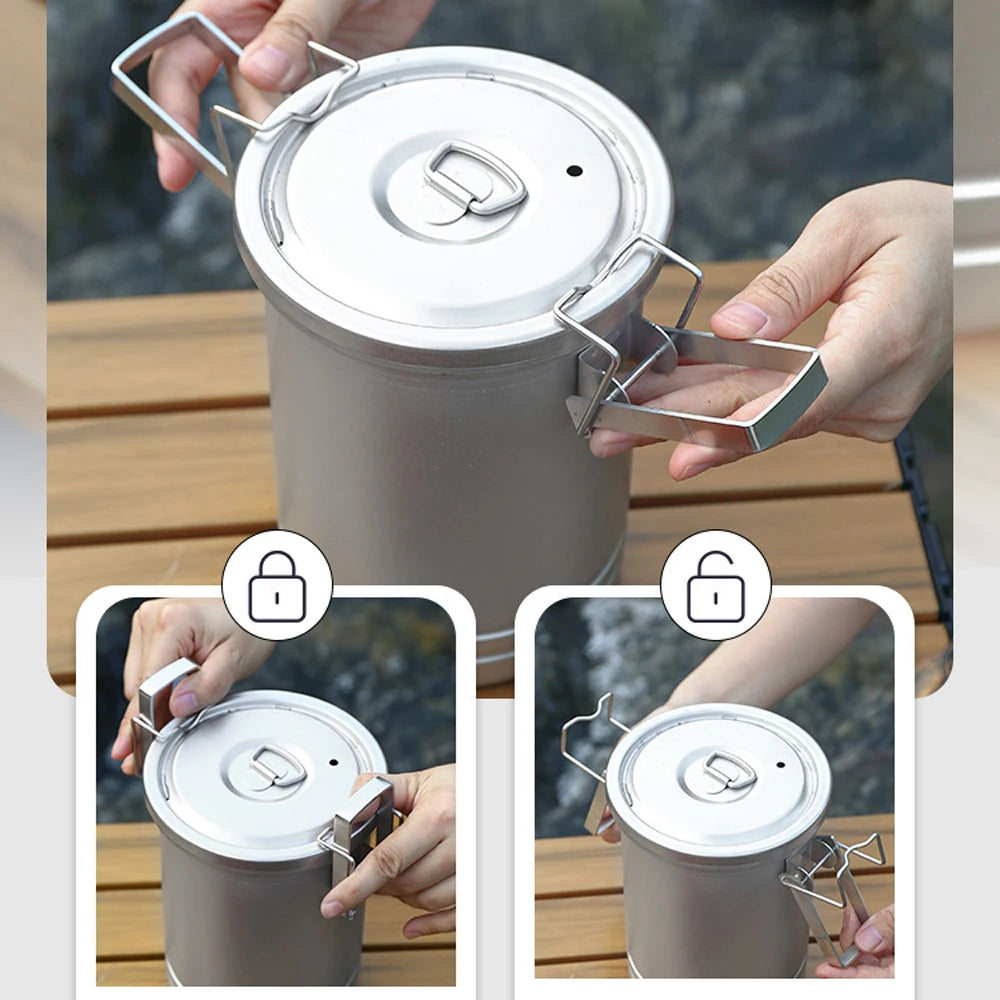 Camping Hiking Rice Cooker Outdoor Portable Picnic Cookware Stainless Steel Pot Multifunctional Travel Cooking Accessory