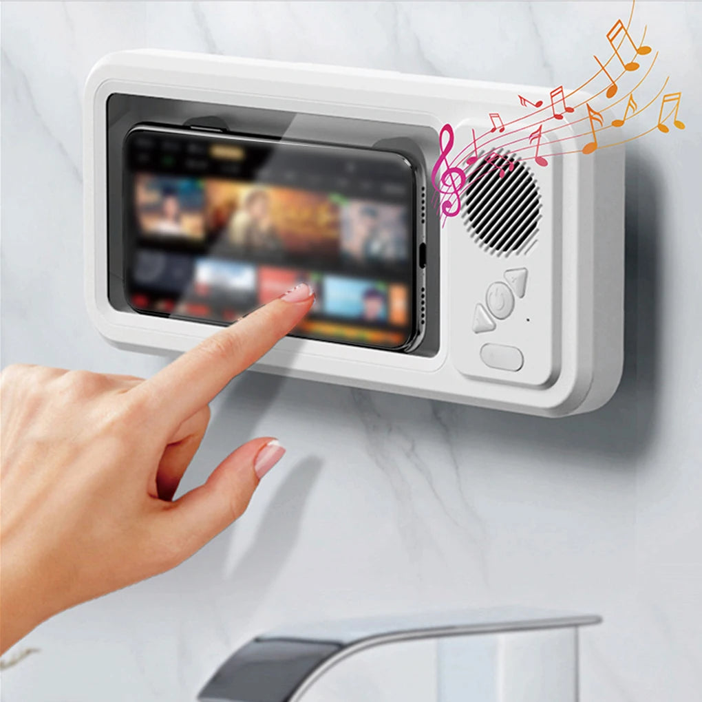 Bathroom Waterproof Mobile Phone Box Bluetooth Speaker Audio Bath TV Stand Mobile Phone Holder 360° Rotation Touch Screen