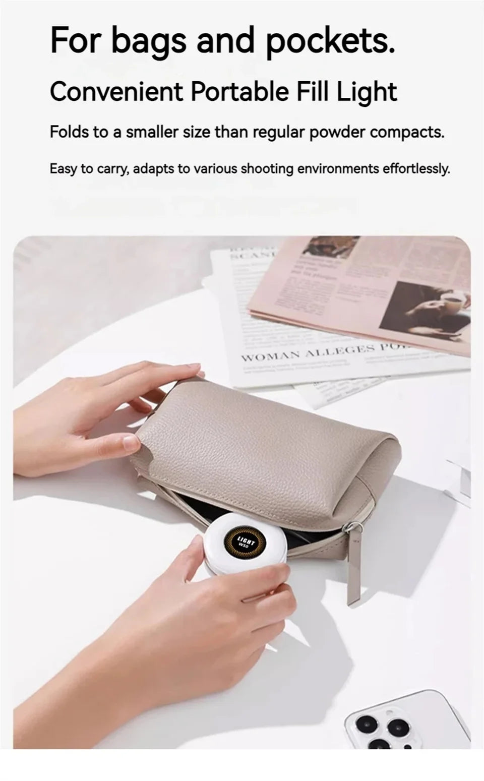 Roreta Magnetic Fill Light Mini Selfie Ring Fill Light 3 Mode with Led Light Universal for Smartphone Iphone Android photography