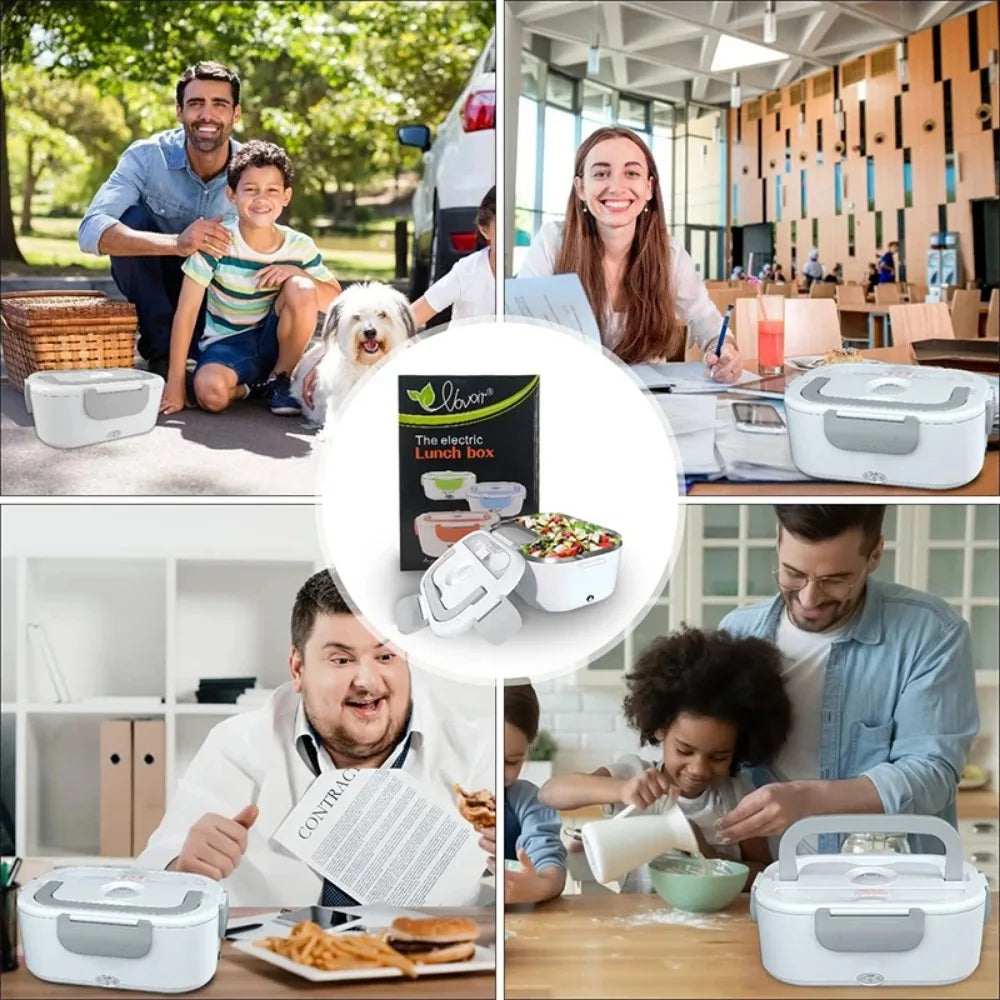3-in-1 Electric Lunch Box Warmer - Fast Heating 12V/24V/110V Portable Food Container for Adults, Truck Drivers &Office Workers