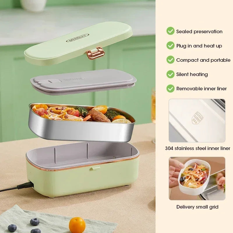 900ML Electric Lunch Box Portable Food Warmer With Heat Preservation For Office Worker Student Camping Heated Meal Box