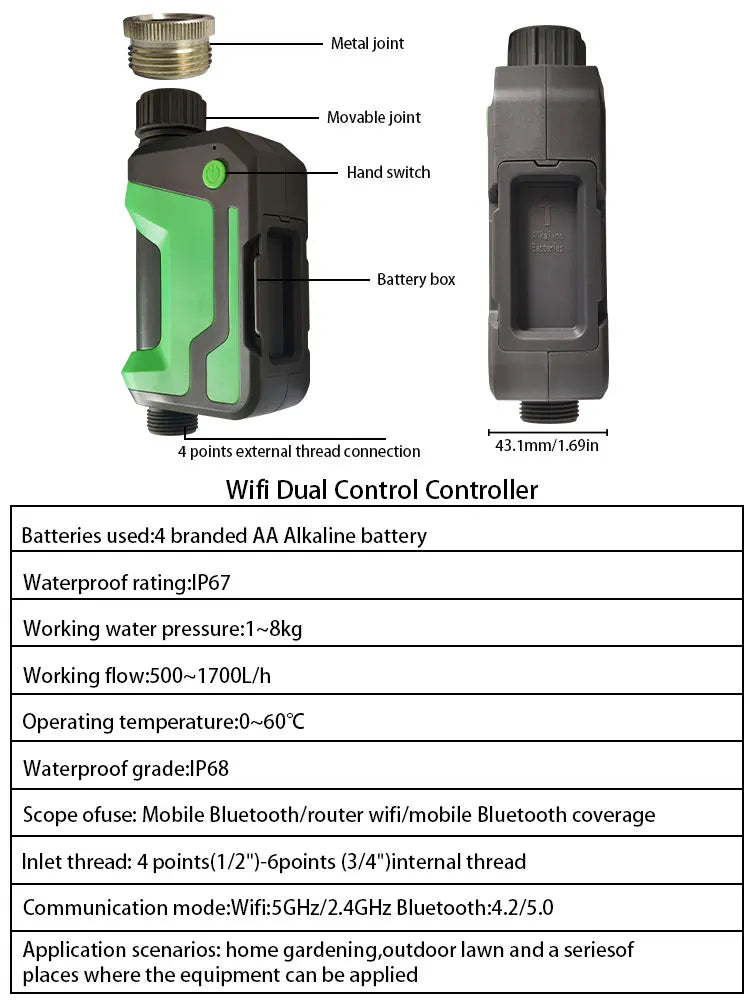 Wifi Smart Sprinkler Timer Garden Hose Watering System, Outdoor Water Timer Programmable,With Tuya App Remote Control Alexa 2025