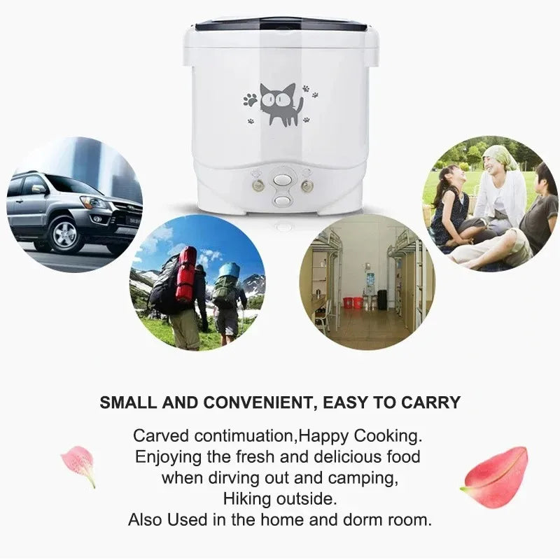 Electric Mini Rice Cooker - Portable MultiCooker for Household, Small Size Rice Cooker for 1-2 People
