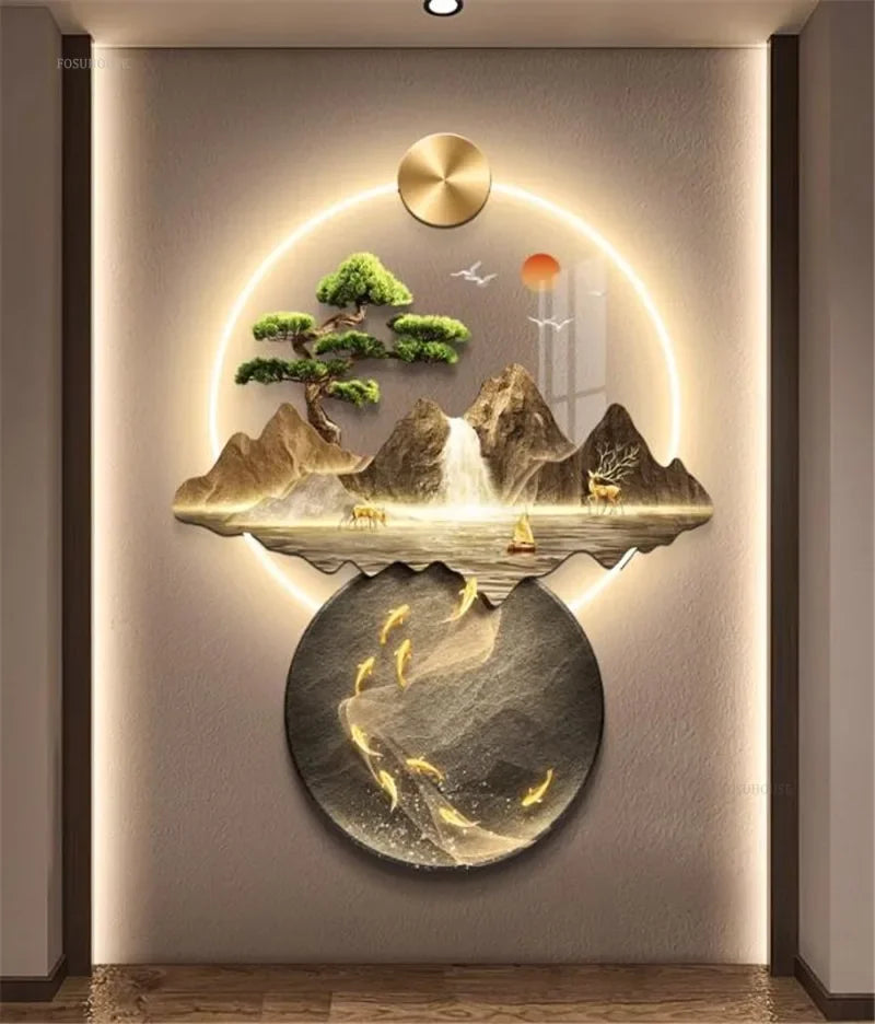 3d wall painting with lights Simple Modern Hanging Home Decoration for Corridor Aisle Upscale Living Room Wall Decorations