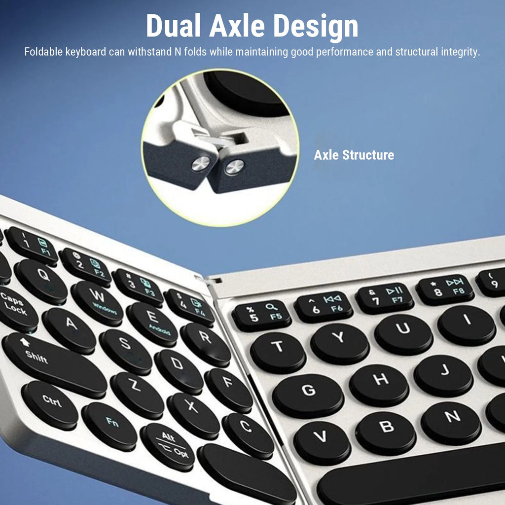 【HOT】Foldable Bluetooth Keyboard Portable Wireless Keyboard with PU Leather Cover Touchpad for Tablet Laptop Smartphone