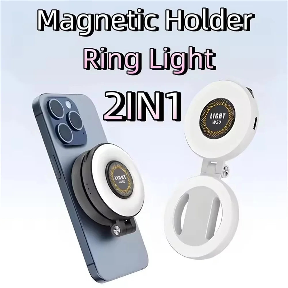 Roreta Magnetic Fill Light Mini Selfie Ring Fill Light 3 Mode with Led Light Universal for Smartphone Iphone Android photography