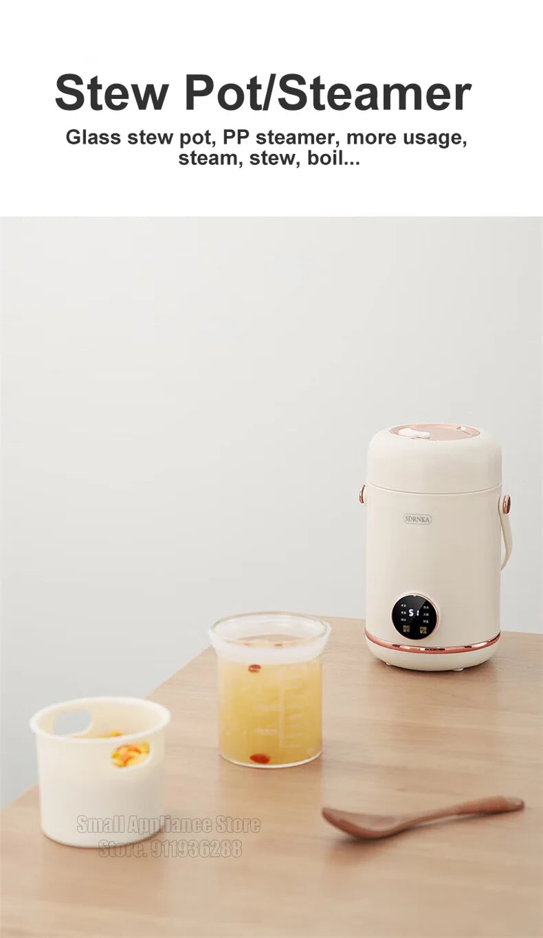1L Rice Cooker Mini Portable Electric Cooker Ceramic Glazed Liner Multifunctional Electric Hot Pot 220V Home Kitchen Appliances
