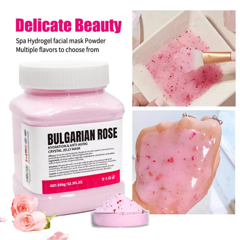 Rose Jelly Face Mask Hydrating Hydro Gel Peel-Off Mask for Nourished Glowing Skin with Smoothing Effect Powder-to-Gel Formula