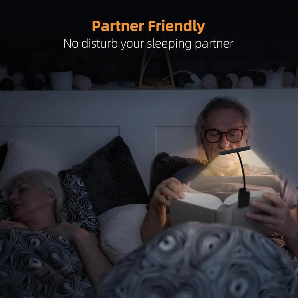 LED Book Light Reading Light Eye Caring Clip-on USB Rechargeable Dimmable Light Lamp Adjustable Flexible Night Reading Lamp