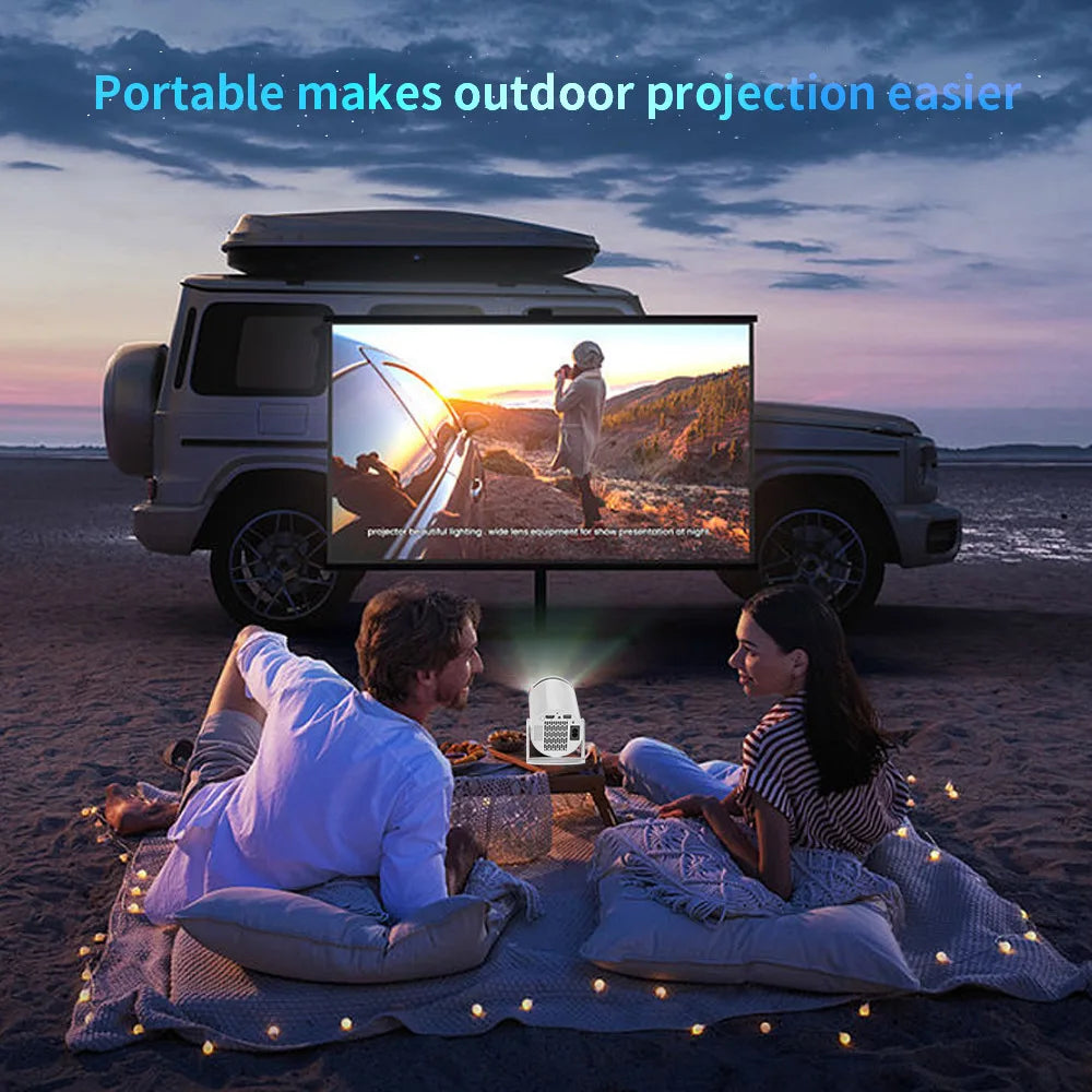 2025 Mini Projector 1080P Support 4K, 200ANSI Lumens WiFi 6 Bluetooth Portable Outdoor Projector with HDMI USB Dolby Audio
