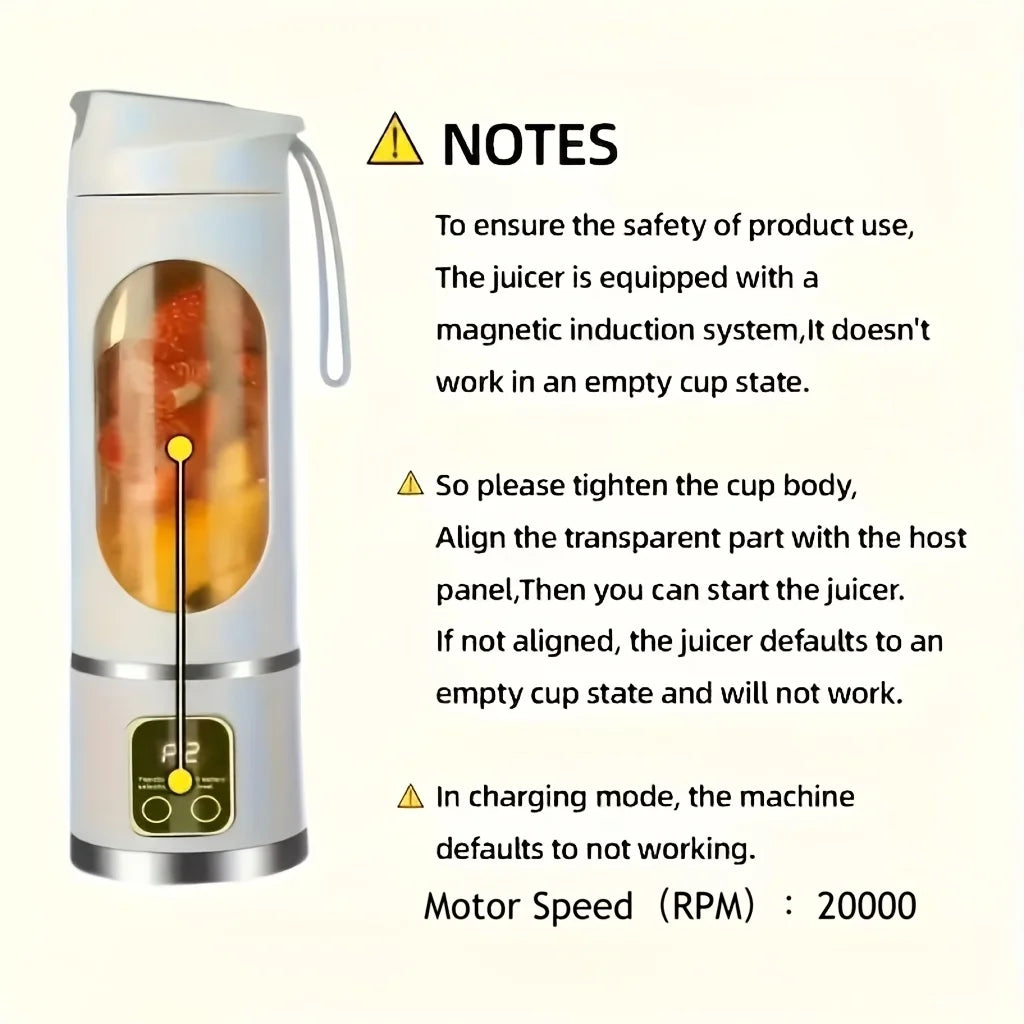 Portable USB-Rechargeable  Blender & Juicer，500ML Portable juicer Shakes and Smoothies Blender，Small Blenders，Mixing，Compact