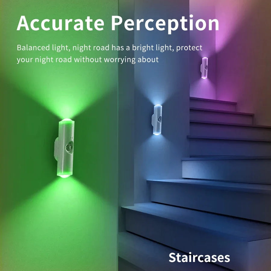 LED Motion Sensor Night Light RGB Colors Changing Wireless Wall Lamp Rechargeable Magnetic Sunset Lamp for Bedroom Living Room