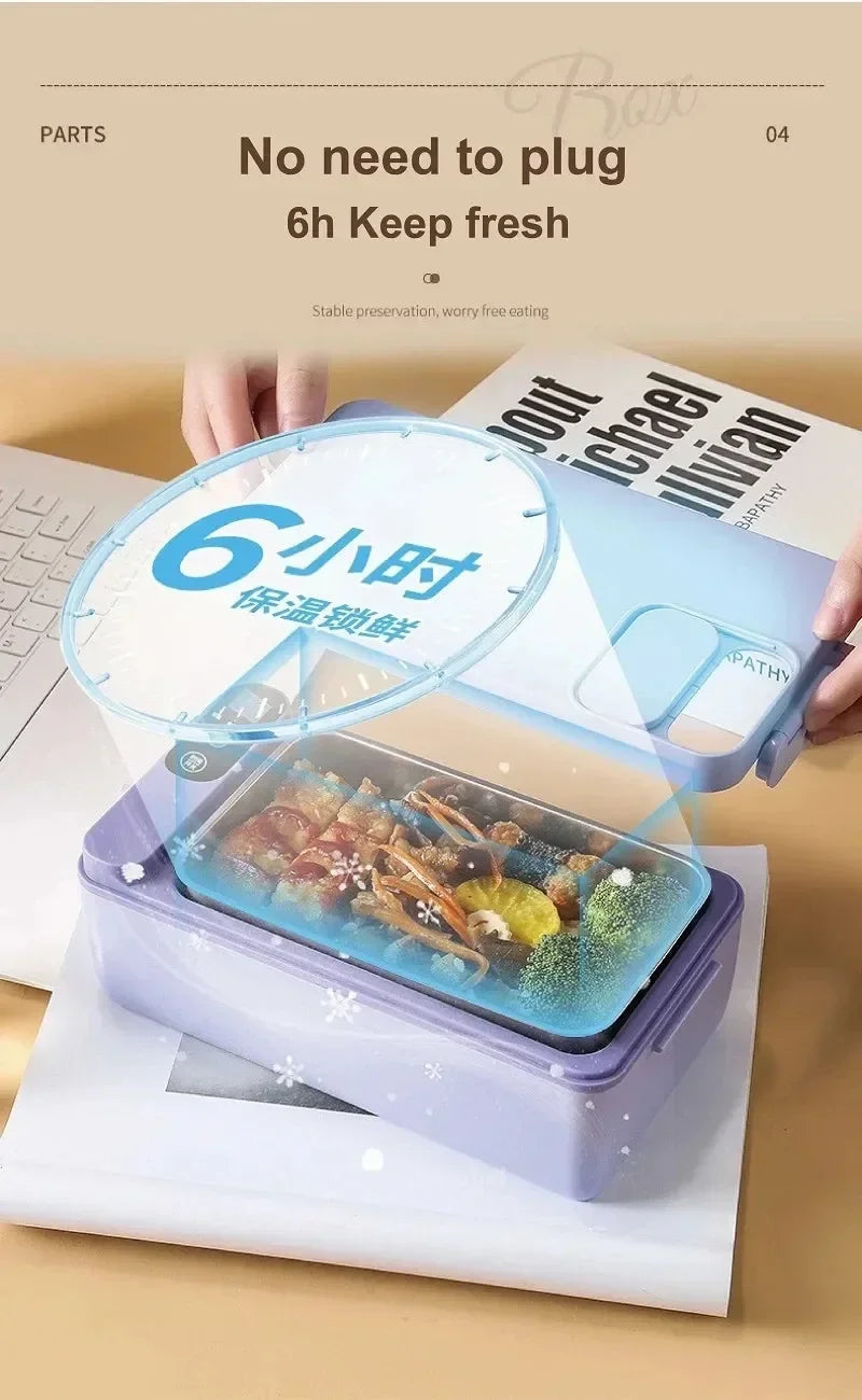 1L USB Electric Lunch Box Portable Heated Food Warmer Rechargeable Insulated Container for Office Camping Travel Commuting