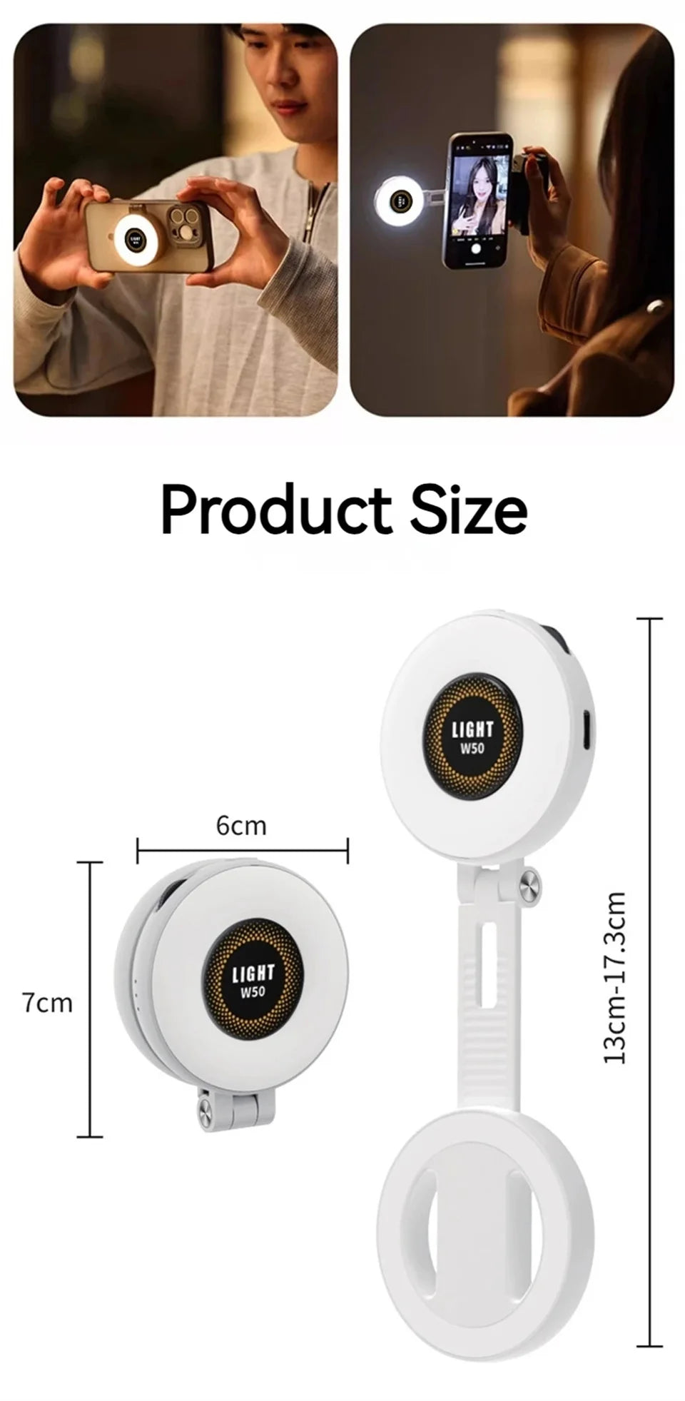 Roreta Magnetic Fill Light Mini Selfie Ring Fill Light 3 Mode with Led Light Universal for Smartphone Iphone Android photography