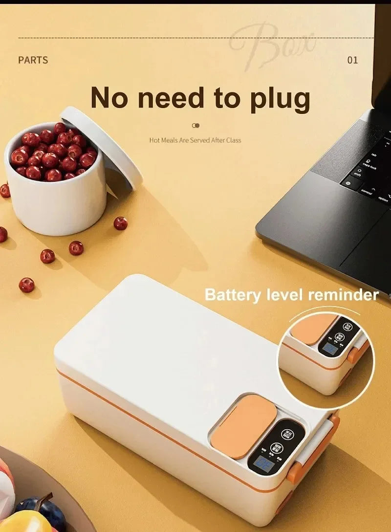 1L USB Electric Lunch Box Portable Heated Food Warmer Rechargeable Insulated Container for Office Camping Travel Commuting