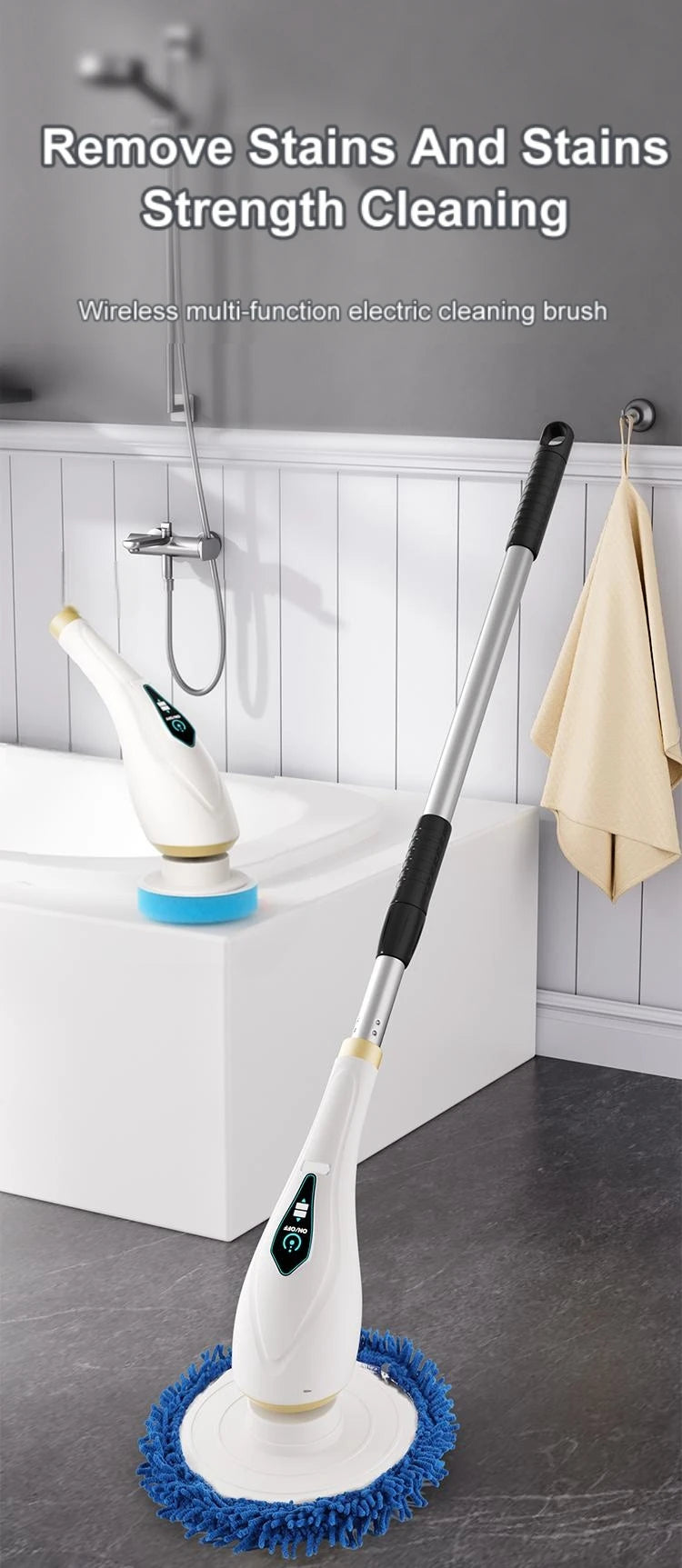 New  8-in-1 Electric Cleaning Brush Wireless Telescopic Handheld Household Kitchen Floor Bathroom 8 Heads Clean Scrubber Clean
