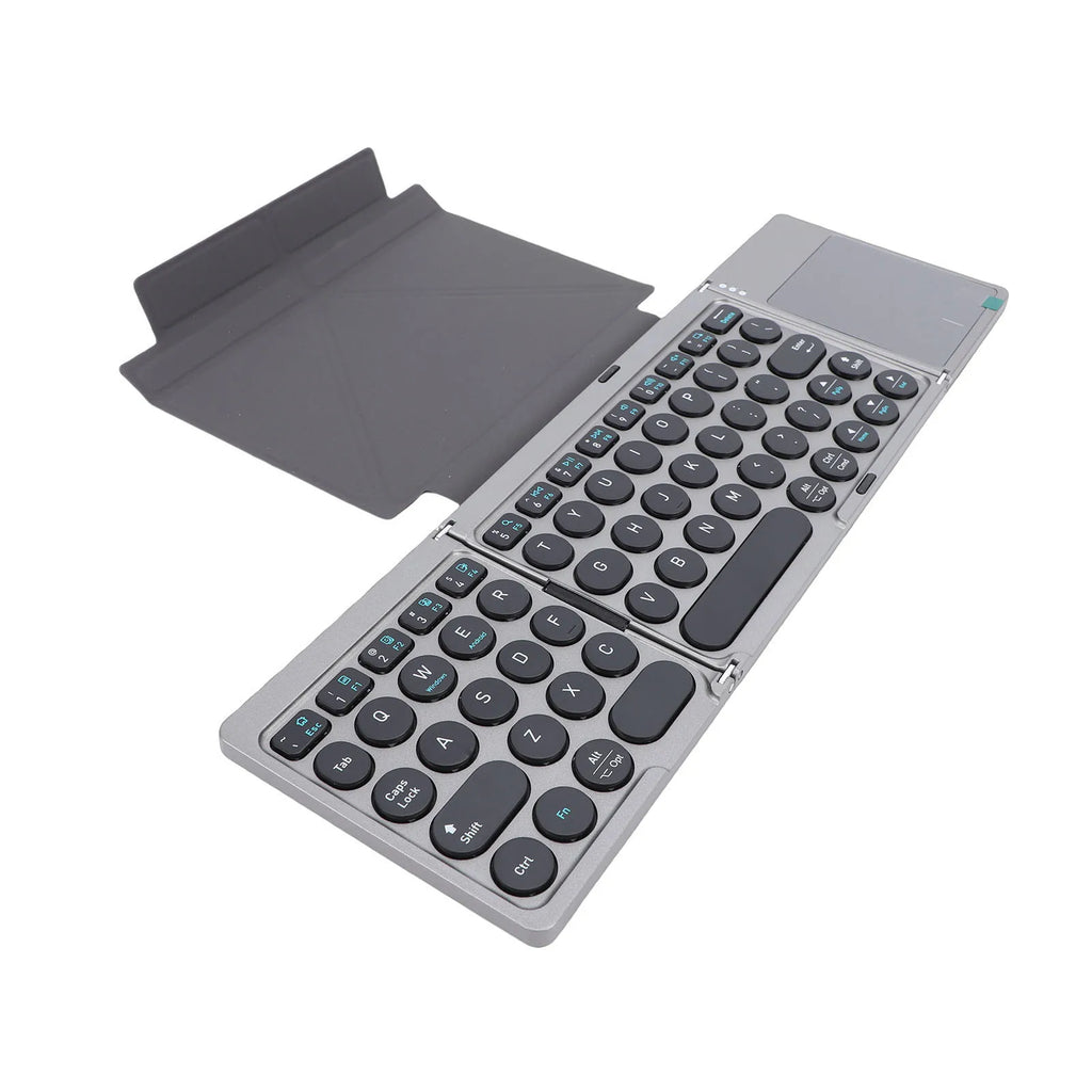 【HOT】Foldable Bluetooth Keyboard Portable Wireless Keyboard with PU Leather Cover Touchpad for Tablet Laptop Smartphone