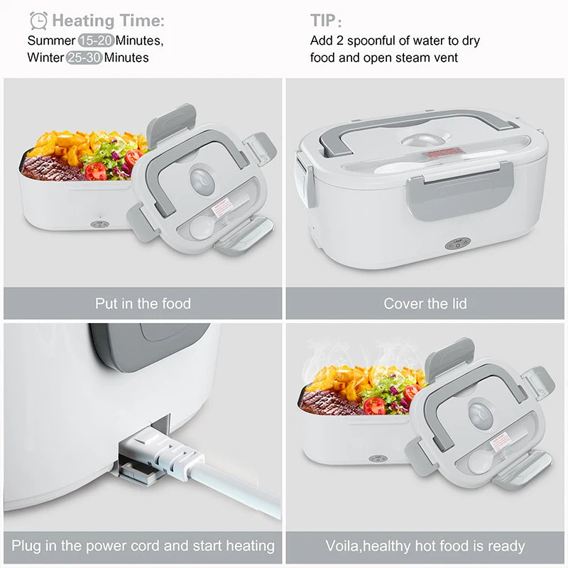 3-in-1 Electric Lunch Box Warmer - Fast Heating 12V/24V/110V Portable Food Container for Adults, Truck Drivers &Office Workers