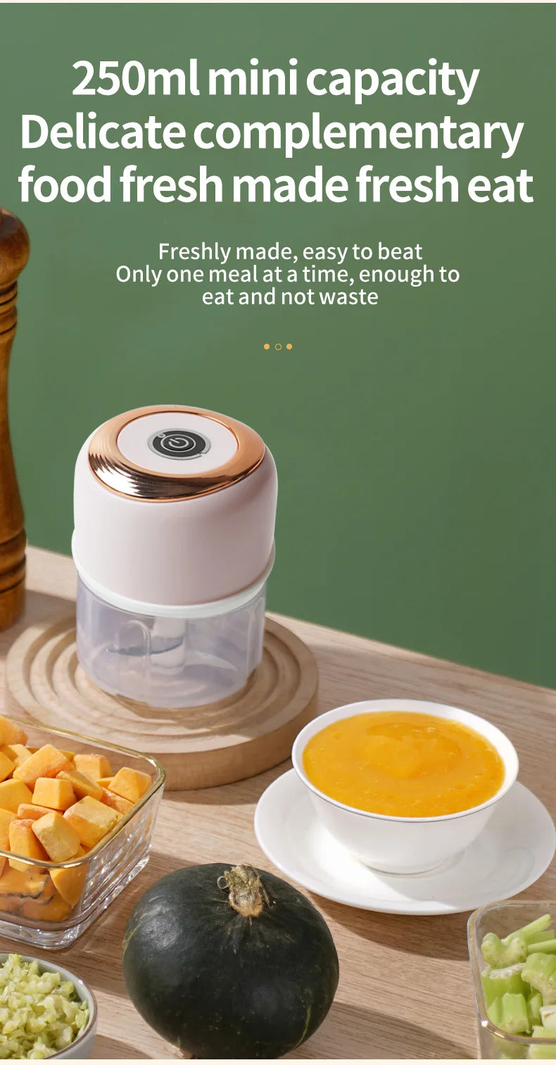 Mini Electric Garlic Chopper & Meat Grinder | USB Rechargeable, Sturdy, Durable Vegetable Crusher | Kitchen Food Processor