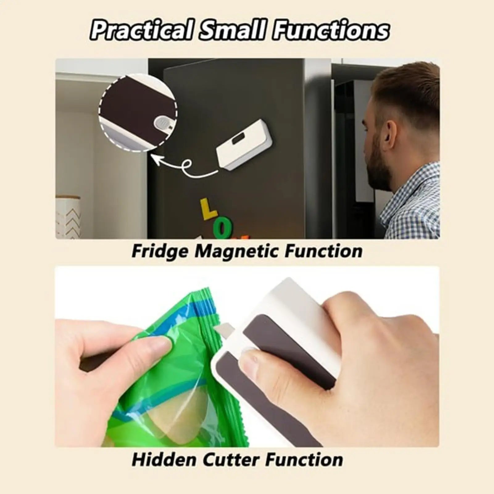 Mini Sealer 6-Mode Rechargeable Magnetic Heat Sealer with Cutter Electric Handheld Bag Sealing Machine for Home Kitchen Packagin