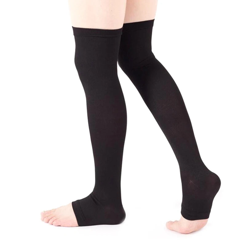 1 Pair Open Toe Knee-High Medical Compression Stockings Varicose Veins Stocking Unisex Compression Brace Wrap Shaping