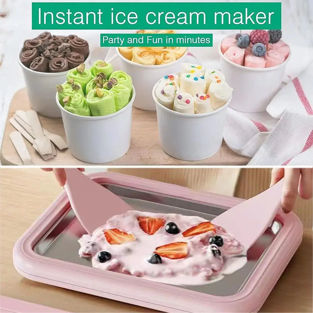 DIY Ice Cream Maker Yogurt Maker Machine with 2 Spatulas Homemade Rolled Cream Sorbet Gelato,Household Ice Cream Roller Pan