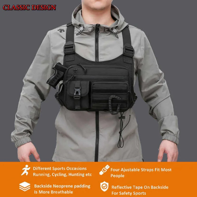 Outdoor Tactical Vest Multi-Functional Sports Vest Backpack Men's Tactical Chest Bag for Hunting Camping Traveling