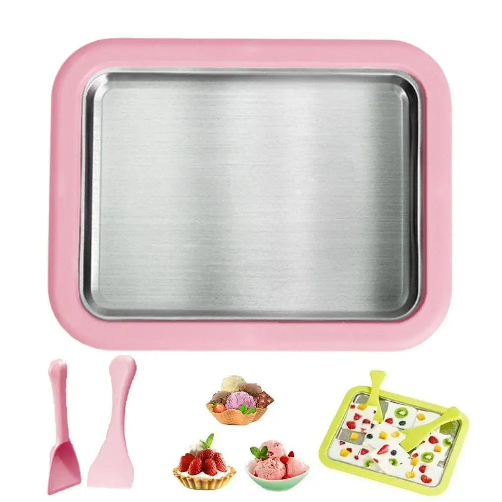DIY Ice Cream Maker Yogurt Maker Machine with 2 Spatulas Homemade Rolled Cream Sorbet Gelato,Household Ice Cream Roller Pan