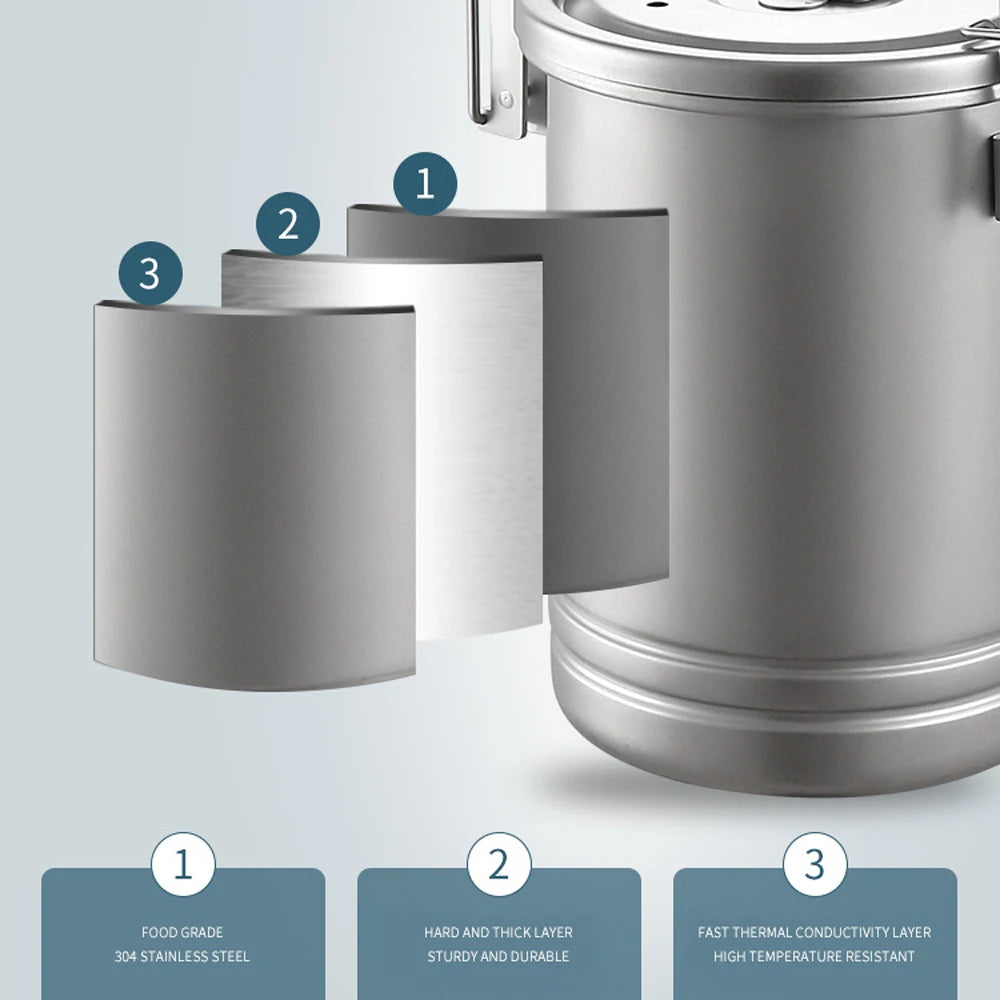 Camping Hiking Rice Cooker Outdoor Portable Picnic Cookware Stainless Steel Pot Multifunctional Travel Cooking Accessory