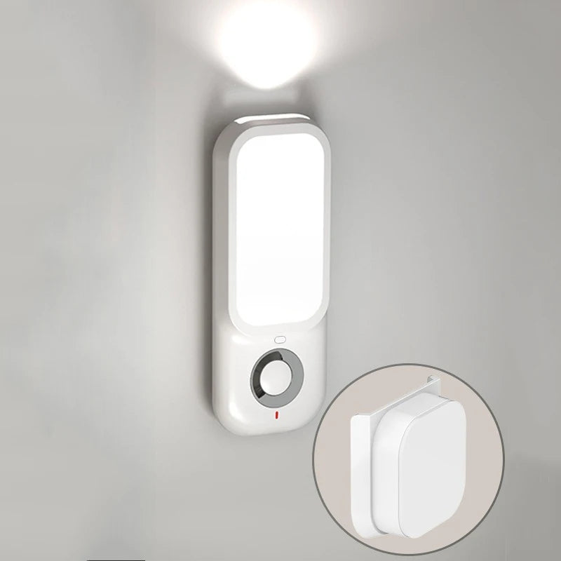 LED Motion Sensor Night Light Wireless Charging Flashlight for Bedroom Corridor Porch Bathroom Hallway Dusk to Dawn Wall Mount