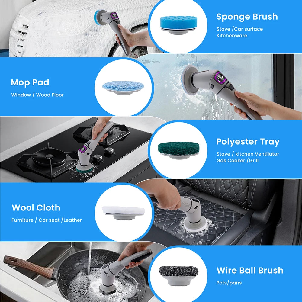 Electric Cleaning Brush Multifunctional Household Cleaning Brush Handheld Shower Scrubber Bathroom Kitchen Spin Scrubber