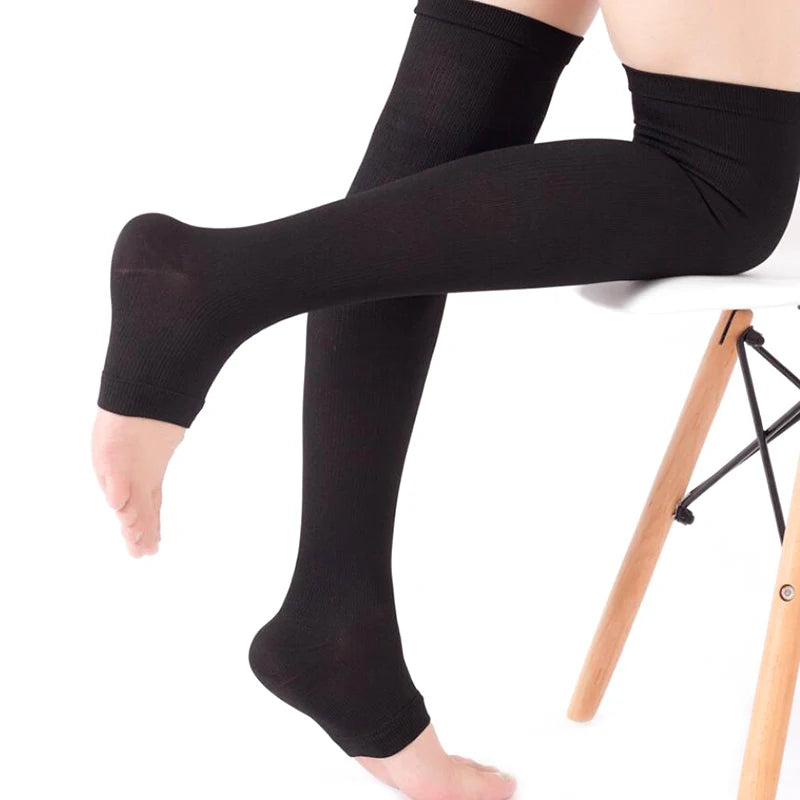 1 Pair Open Toe Knee-High Medical Compression Stockings Varicose Veins Stocking Unisex Compression Brace Wrap Shaping
